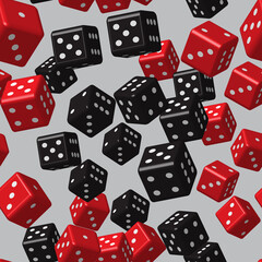 Red Black Dice Seamless Pattern, 3D Illustration