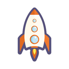 Rocket. Spaceship. Flat style. Vector illustration
