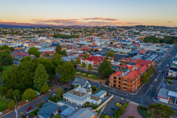 Aerial view of the city center of Launceston, Australia - obrazy, fototapety, plakaty