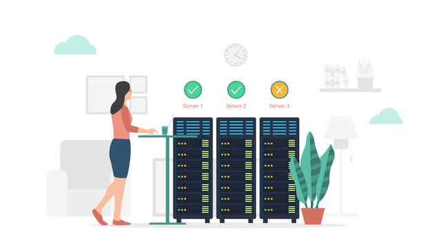 Server Status Check Maintenance And Report With Modern Flat Style And Minimalist Green Color Theme