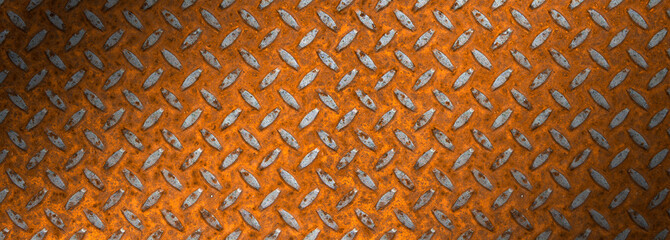 Orange diamond steel sheet texture background