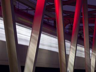 Red bridge and train