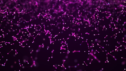 Digital plexus of glowing lines and dots. Abstract background. 3D rendering. Network or connection. 3d rendering.