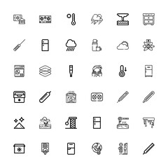 Editable 36 temperature icons for web and mobile