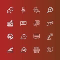 Editable 16 dialog icons for web and mobile