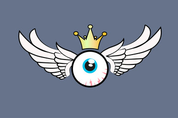 Obraz premium Vector Isolated Illustration of an Eye with Wings and Crown