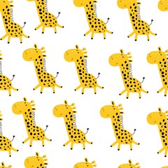 Seamless pattern with cartoon giraffe. summer colorful vector for kids. hand drawing, flat style. Baby design for fabric, print, textile, wrapper