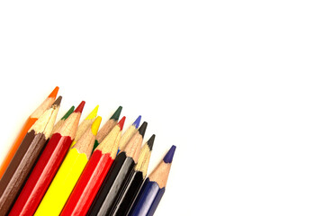 colored pencils on white background