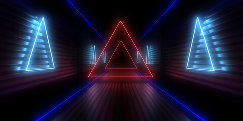 Fototapeta na wymiar 3D abstract background with neon lights. neon tunnel .3d illustration