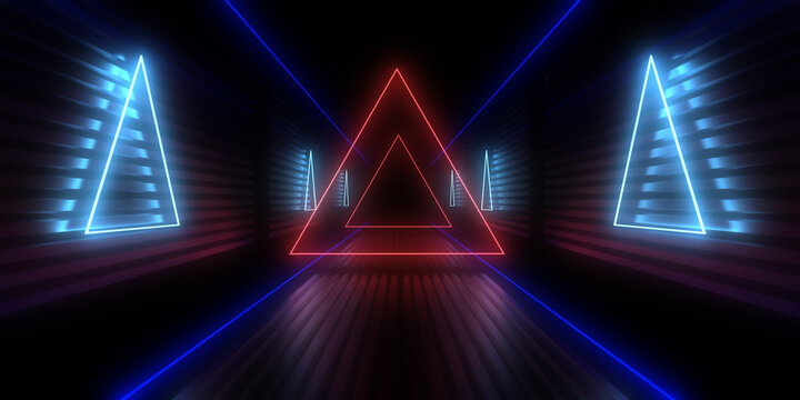 3D abstract background with neon lights. neon tunnel .3d illustration © andrii