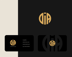 Letter D I A logo design with business card vector template. creative minimal monochrome monogram symbol. Premium business logotype. Graphic alphabet symbol for corporate identity