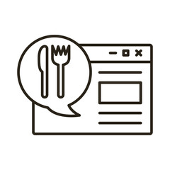 template webpage with speech bubble and cutlery delivery service line style