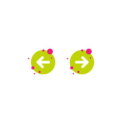 Set of arrows. left and right rounded arrows in green circle icons.