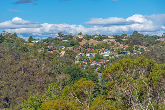 Aerial view of residential houses at Launceston, Tasmania