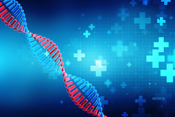 3d illustration of medical DNA in abstract medical background.