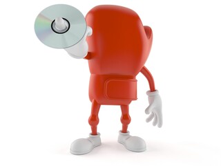 Fototapeta premium Boxing glove character holding cd disc