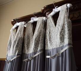 Grey and lace bridesmaid dresses