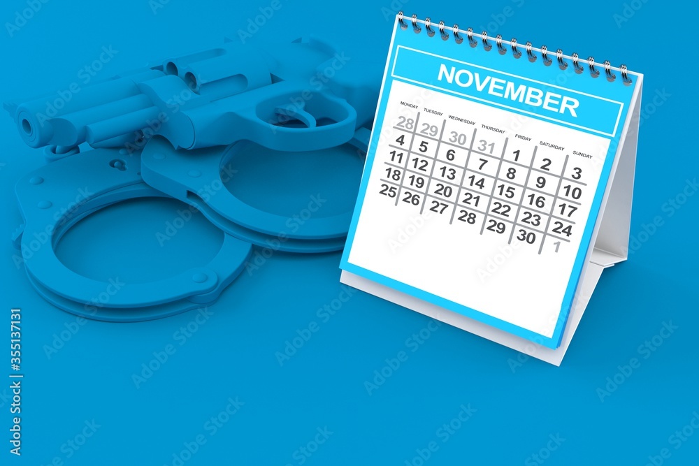 Poster crime background with calendar