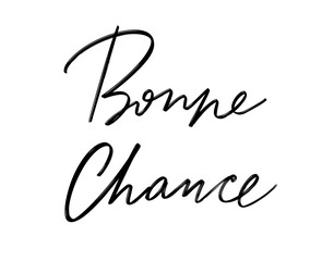 Bonne chance. Vector hand drawn lettering  isolated.  Handwritten inscription. Template for card, poster, banner, print for t-shirt, pin, badge, patch.