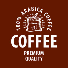 Coffee grain logo - vector illustration, emblem design on black background