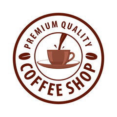 Coffee shop logo design template. Retro coffee emblem. Vector art.