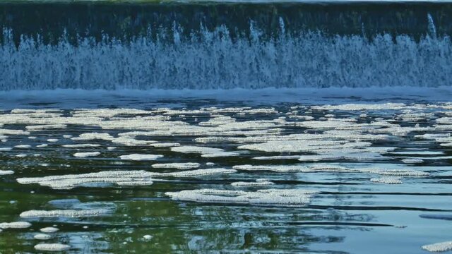Nevezis River Weir in Kedainiai, Lithuania. 4K Footage