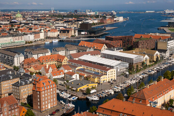 Fototapeta na wymiar View from above of Copenhagen, Denmark's capital city, Scandinavia