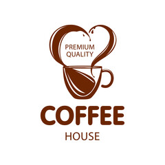 Coffee shop logo design template. Retro coffee emblem. Vector art.