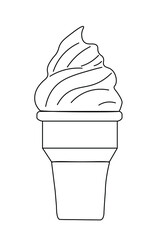 Vector ice cream cone  illustration isolated on white background for menu design, decoration, banner and logo. Outline illustration, black and white colors
