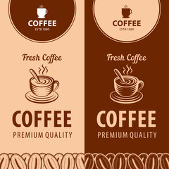 Coffee shop logo design template. Retro coffee emblem. Vector art.
