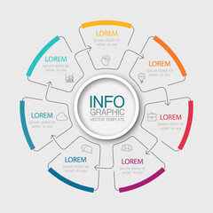 Obraz premium Modern design template for infographics, business, presentations, web design, 7 steps, options.