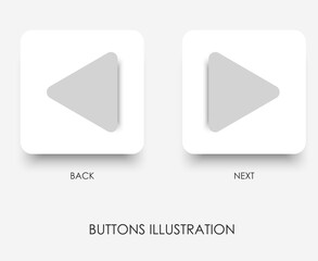 Modern back and next flipping buttons illustration for smartphones and UI design, button for application with 3D effect and shadow in minimalism style. Interface design element. Eps 10 vector