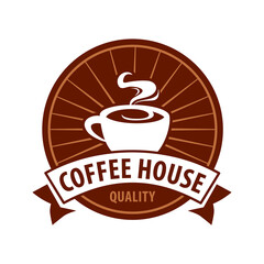 Coffee shop logo design template. Retro coffee emblem. Vector art.