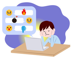 Illustration of a man hurt by cyberbullying and flaming