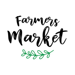 Hand sketched Farmers Market quote as logo. Lettering for banner, header, advertisement, announcement.