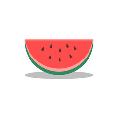 slice of watermelon vector illustration, flat design watermelon in white background