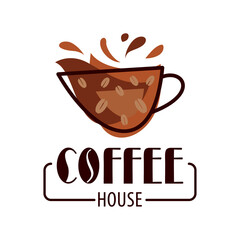 Coffee shop logo design template. Retro coffee emblem. Vector art.