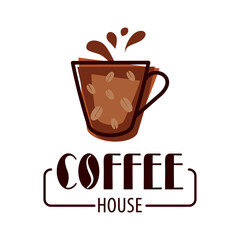 Coffee shop logo design template. Retro coffee emblem. Vector art.