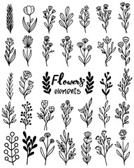 0105 hand drawn flowers doodle