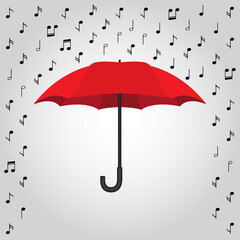 Illustration of musical notes rain, red umbrella open.
Illustration for club parties, concerts, albums, prints.