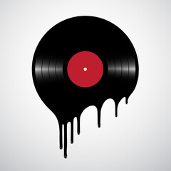 Melted or hot vinyl record disc.
Illustration for club parties, concerts, albums, prints.