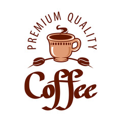 Coffee shop logo design template. Retro coffee emblem. Vector art.