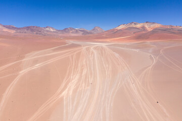 Aerial shot on the path to Dali Desert - South of Bolivia.