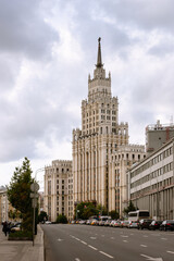 Fototapeta na wymiar Stalin skyscraper on Sadovaya-Spassky, Moscow, Russia
