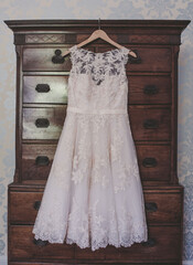 Lave fifties wedding dress hanging