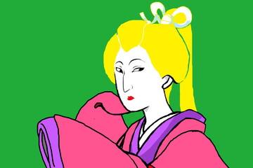 浮世絵女性・金髪