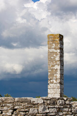 Gallow hill under a cloudy sky open the island of Gotland in Sweden