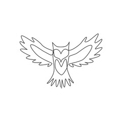 Single continuous line drawing of luxury owl bird for corporate logo identity. Modern company icon concept from animal shape. One line vector draw design graphic illustration