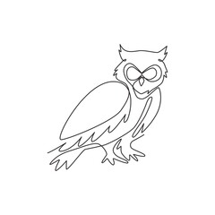 One single line drawing of elegant owl bird for company logo identity. Symbol of education, wisdom, wise, school, smart, knowledge icon concept. Continuous line vector draw design graphic illustration