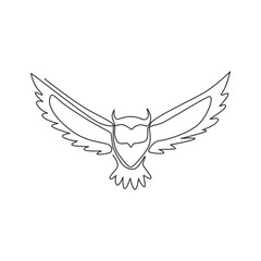 Single continuous line drawing of luxury owl bird for corporate logo identity. Company icon concept from animal shape. Dynamic one line vector draw design graphic illustration